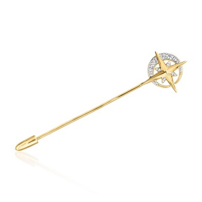 Ross-Simons 0.10 ct. t.w. Diamond Celestial Stick Pin in 18kt Gold Over Sterling