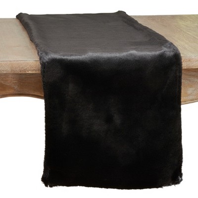 Saro Lifestyle Faux Rabbit Fur Table Runner