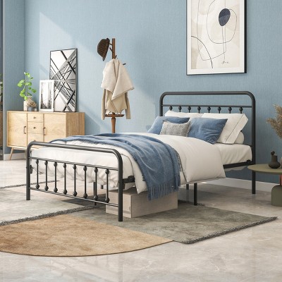 Accent Bed Frame Victorian Style with Reinforced Support and Underbed Storage for Bedroom Full Size - 3irtyhousy