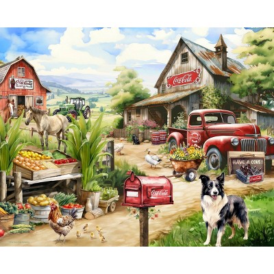 Springbok Coca-Cola Countryside Market Jigsaw Puzzle - 1000pc: Americana Theme, Enhances Memory & Creative Thinking
