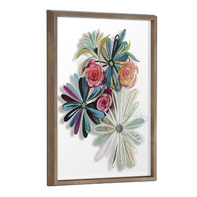 Kate and Laurel Blake Flowers on Glass 2 Whole Flowers Framed Printed Art by Jessi Raulet of Ettavee