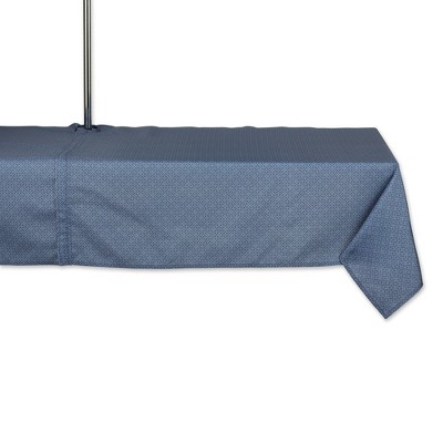 Design Imports  French Blue Tonal Lattice Print Outdoor Tablecloth With Zipper 60X120