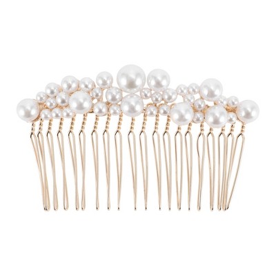 Unique Bargains Women's Faux Pearl Hair Comb Insertion Tools 1 Pc