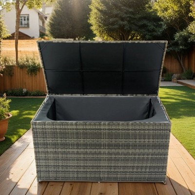 Okak 200/113 Gallon Patio Storage Box, Deck Box with Removable Inner and Lockable Lid, Storage Containers for Outdoor Pillows, Garden Tools