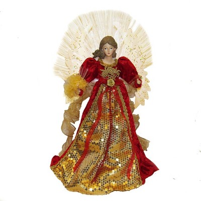 Kurt Adler 18-inch Red and Gold Multi-colored LED Fiber-Optic Angel Tree Topper