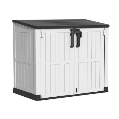Chic Crate-Resin Tool Shed, 36 Cu Ft Waterproof Outdoor Horizontal Storage, Weather-resistant Utility Shed With Air Vent
