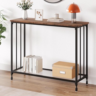 Whizmax Console Table, Sofa Tables Narrow Entryway Table with Glass Shelf and Metal Frame for Living Room, Foyer, Bedroom