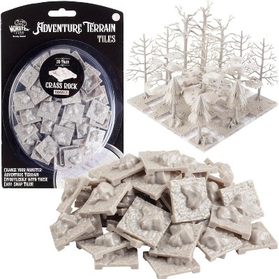 Monster Adventure Terrain- 50pc Grass Rock Tile Expansion Pack- Paintable 1x1" Tile Set- Amazing Tabletop Terrain in Minutes