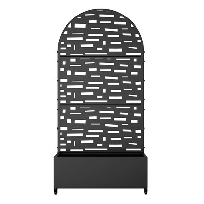 PexFix 72 in. x 35 in. Arched Outdoor Metal Trellis with Planter Box in Black