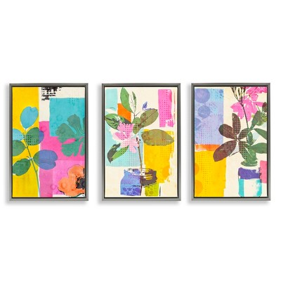 Stupell Industries Drifting Bloom Botanicals 3pc Floating Frame Art Set