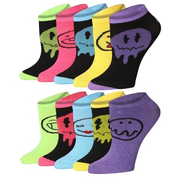 Colorful Patterned Ankle Socks - 10 Pairs