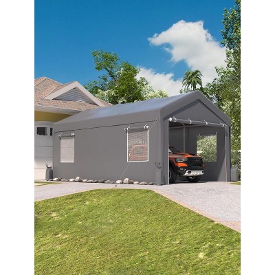 12x20 FT Portable Carport, Extra-Large Outdoor Shelter with Roll-Up Windows, All-Weather Waterproof & UV Protection Canopy, Ideal for Vehicles