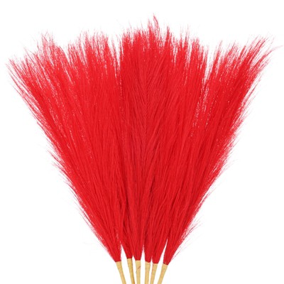 Unique Bargains Dried Plants Artificial Durable Small Fluffy Pampas Grass 7 Branches for Home, Office, Party 17.7 Inch