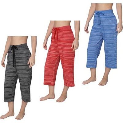 Roxoni Women's Capri Jersey Knit Pajama Lounge Pant Available In Plus Size