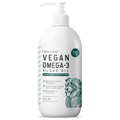 Chew + Heal Vegan Single Ingredient EPA & DHA Omega-3 Algae Oil Skin & Coat Supplement for Dogs, 4-fl oz bottle