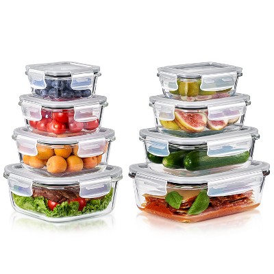 Sorbus 16 Piece Glass Meal Prep Containers with Airtight Lids - Preserves Freshness, Oven Safe, durable, BPA-free