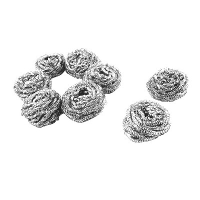 Unique Bargains Metal Scrubbers Kitchen Cleaning Ball Scouring Pads Silver Tone 2.5" x 1" 8 Pcs