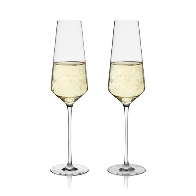 Viski Liminal Crystal Flutes, Ultrathin Clear Drinking Glasses, Thin & Lightweight, Elegant Glassware for Champagne, Wines & Cocktails, 9 oz, Set of 2