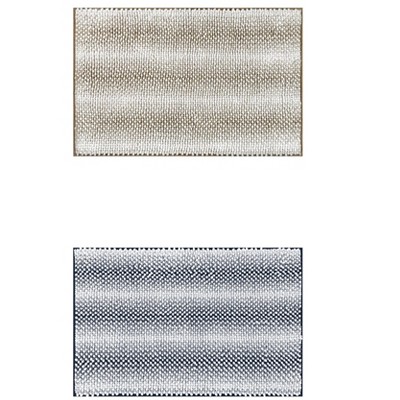 Unique Bargains Chenille Striped Soft and Absorbent Non-Slip Plush Bath Mats 2 Pcs