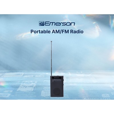 Emerson ER-7000 Portable AM/FM Radio with Built-in Speaker, Black