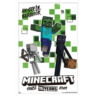 Trends International Minecraft: 15th Anniversary - Hostile Behavior Framed Wall Poster Prints