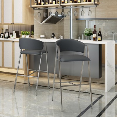 Christopher Knight Home Gavin Bar Stools with Metal Frame and Faux Leather Upholstery (Set of 2)