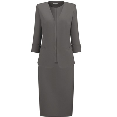 INSPIRE CHIC Women's Business Blazer Elegant Skirt Sets Suit 2 Pcs