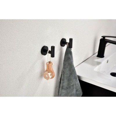 SUS 304 Matte Black Towel Hooks, 6-Pack, No-Drill Adhesive Wall Mount