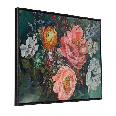 Kate and Laurel Sylvie Beaded AQ Peony Bouquet Framed Canvas by Annie Quigley