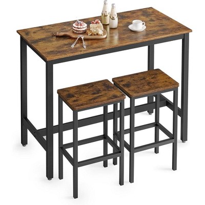 Bar Table Set, Bar Table with 2 Bar Stools, Dining table set, Kitchen Counter with Bar Chairs, Industrial for Kitchen, Living Room, Party Room