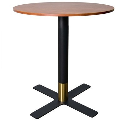 Leisuremod Vail Round Top Dining Table with MDF Top and Black X-Shaped Steel Base for Kitchen, Dining, and Pub