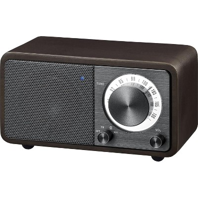 Sangean WR7 Wood Cabinet Mini Bluetooth Speaker with FM Tuner and Aux-in.