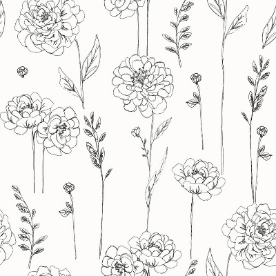 RoomMates Maisey Peel and Stick Wallpaper Black: Self-Adhesive Vinyl, Abstract Pattern, 30.8 Sq Ft Coverage