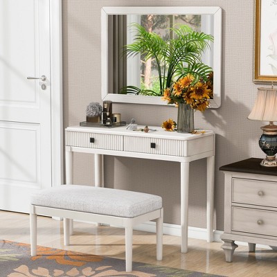 Bella Depot Modern Vanity Desk with Mirror Set