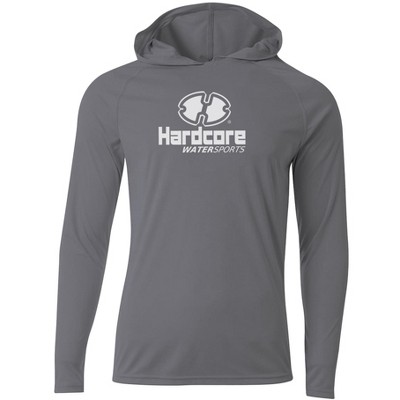 Hardcore Men's Long Sleeve Hooded Rash Guard Comfortable Performance Swim Shirt