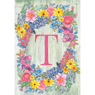 Briarwood Lane Spring Garden Flag 18x12.5 For Outdoor Spring Monogram Letter T Garden Flag Flag For Spring Garden Flag Flags For Outside