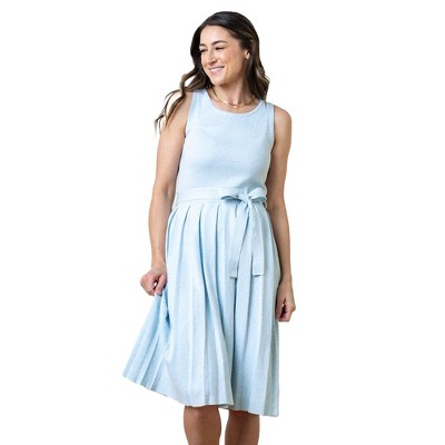 Hope & Henry Women's  Sleeveless Pleated Sweater Knit Midi Dress