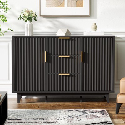 Fluted Buffet Cabinets with Storage, Large Sideboard with 2 Door