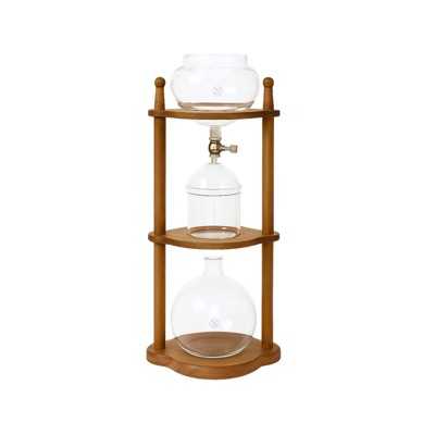 Nispira Cold Brew coffee Maker Ice Coffee Drip Machine with Advanced Slow Drip Technology Borosilicate Glass with Wood Tower, 6-8 Cup, Brown