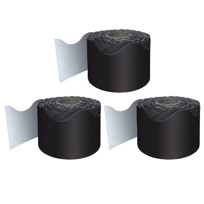 Carson Dellosa Education Black Rolled Scalloped Border, 65 Feet Per Roll, Pack of 3