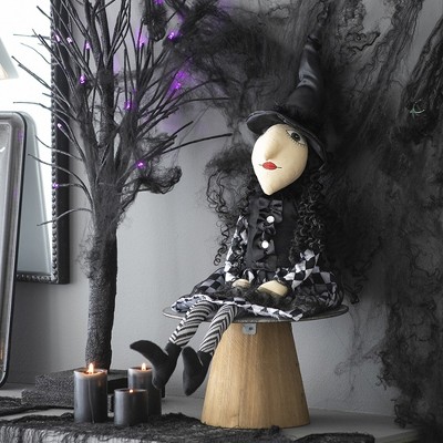 Whisen 21"H Sitting Witch Decor, Halloween Decoration - Black