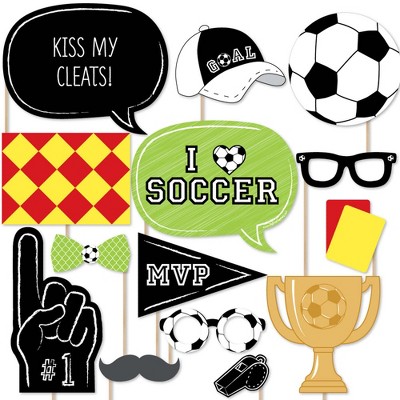 Big Dot of Happiness Goaaal - Soccer Photo Booth Props Kit - 20 Count
