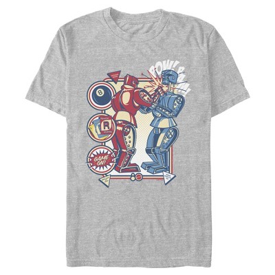 Mens Mattel Blue Bomber and Red Rocker Robots Game On T Shirt