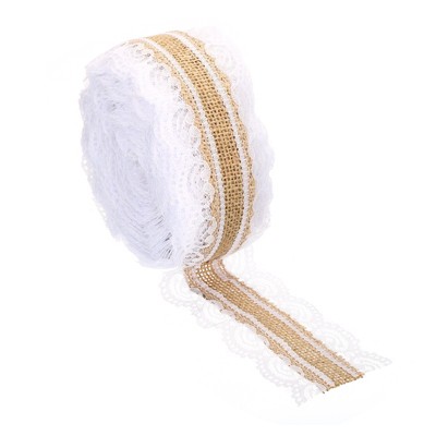 Unique Bargains Floral Sided Soft DIY Crafts Party Burlap Fabric Ribbon