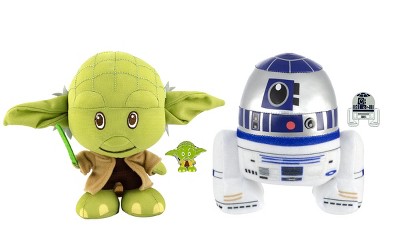 Toynk Star Wars Baby Yoda and R2-D2 Stylized 7 Inch Plush Set of 2 With Enamel Pins