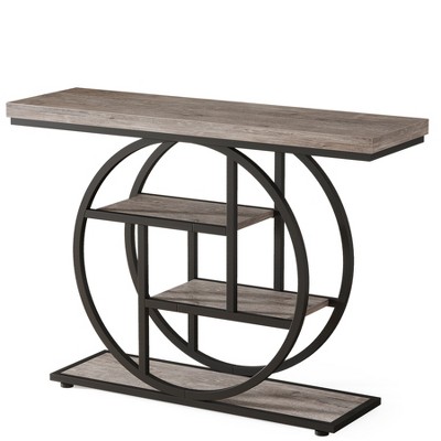 Tribesigns  Industrial 4-Tier 41.3" Console Table with Circle Base