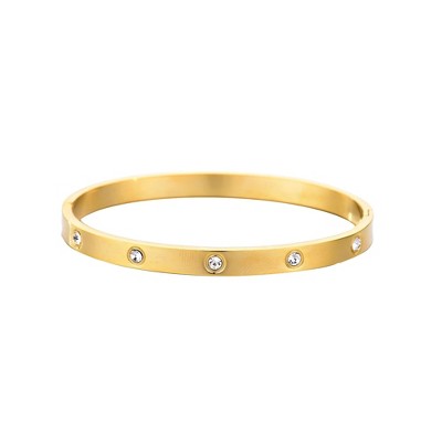 Adornia Tarnish Resistant 18k Yellow Gold Plated Crystal Eternity Cuff