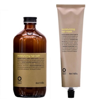 Oway Moisturizing Hair Bath & Mask Duo | (8.1 oz) Shampoo + (5 oz) Treatment | Deep Hydration & Moisture for Dry, Damaged Hair