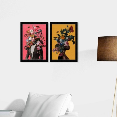 15" x 21" (Set of 2) Floral Portraits Framed Wall Art Prints Yellow - Wynwood Studio: Modern Decor, Pine Frame, Sawtooth Back