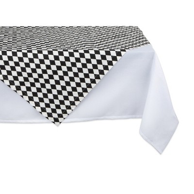 Design Imports  Printed Tablecloth, Black And Cream, 40X40"